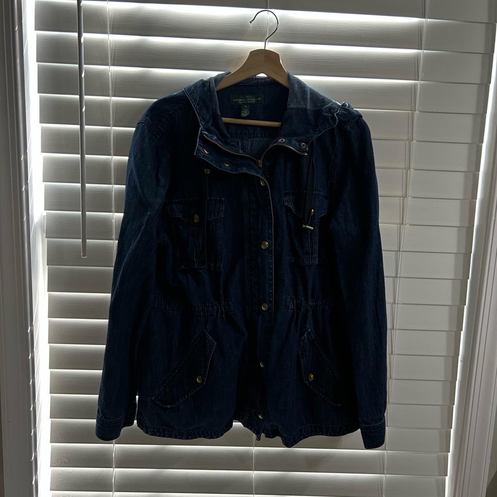 Ralph Lauren Jeans Clompany Dark Blue Denim Hooded Jacket - Women